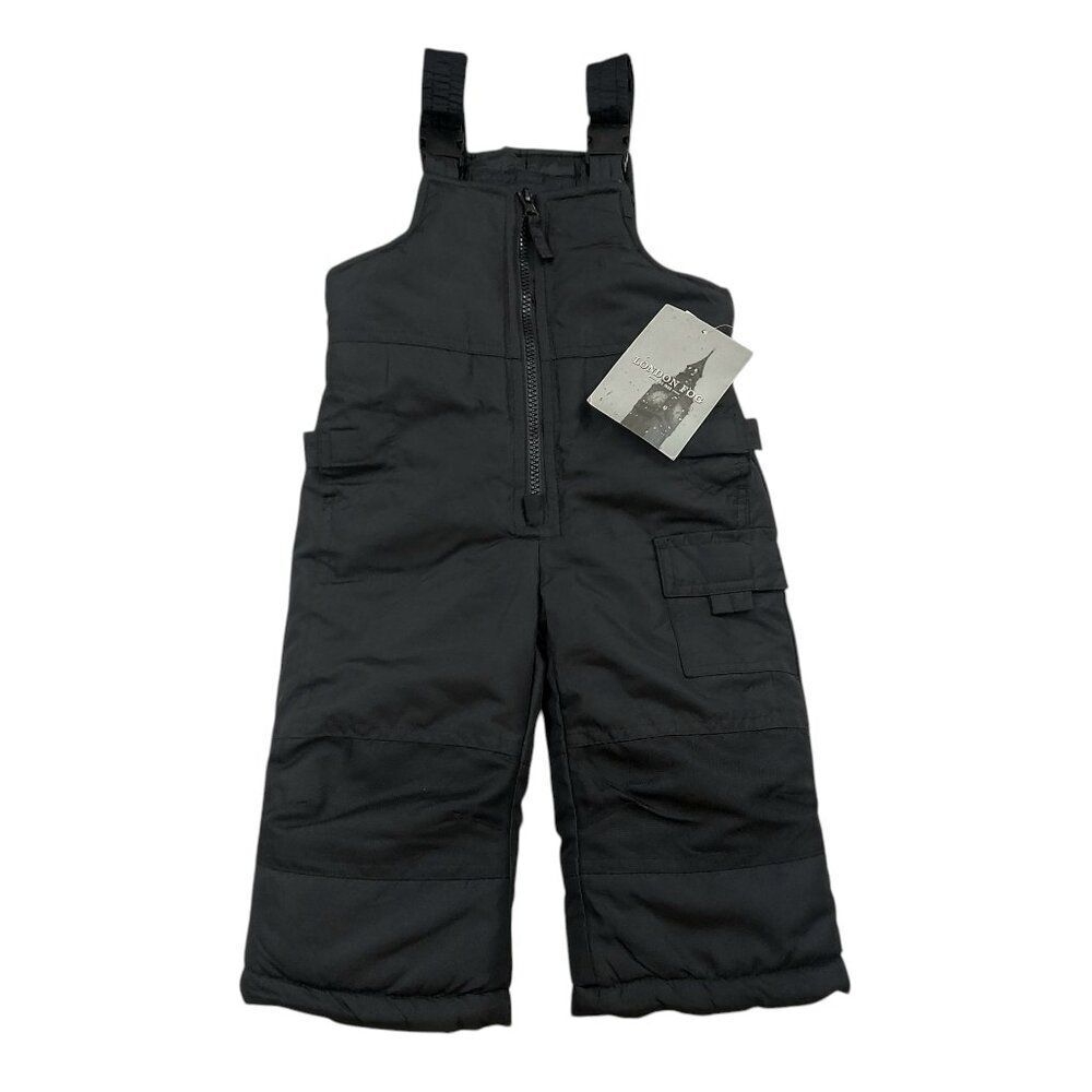 London Fog Cargo Snow Bibs Babies 12M Black Insulated Front Zip Warm Outdoor